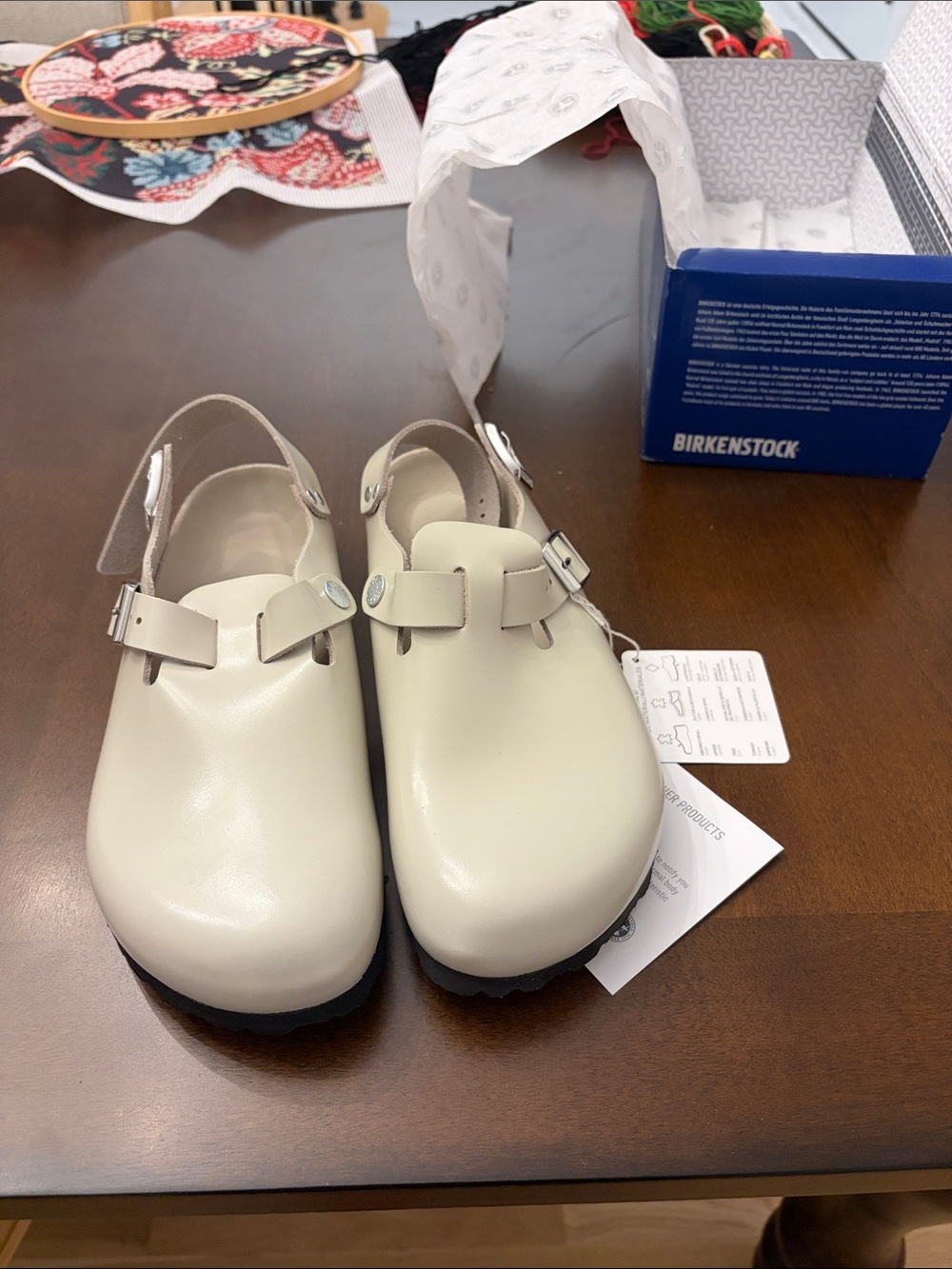 Birkenstock Cream White Professional Clogs with Adjustable Heel Strap